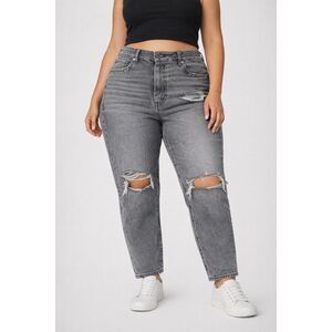 American Eagle Curvy Mom Jeans High Rise Distressed Gray 16 Short New with tags